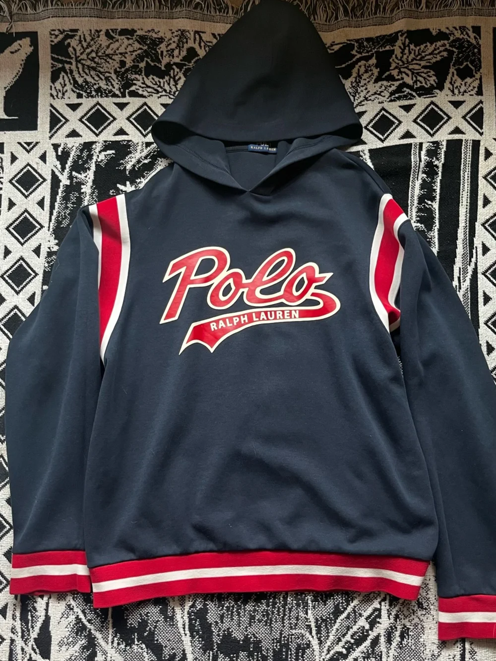 Polo by Ralph Lauren Navy Crewneck with Red & White Script Logo